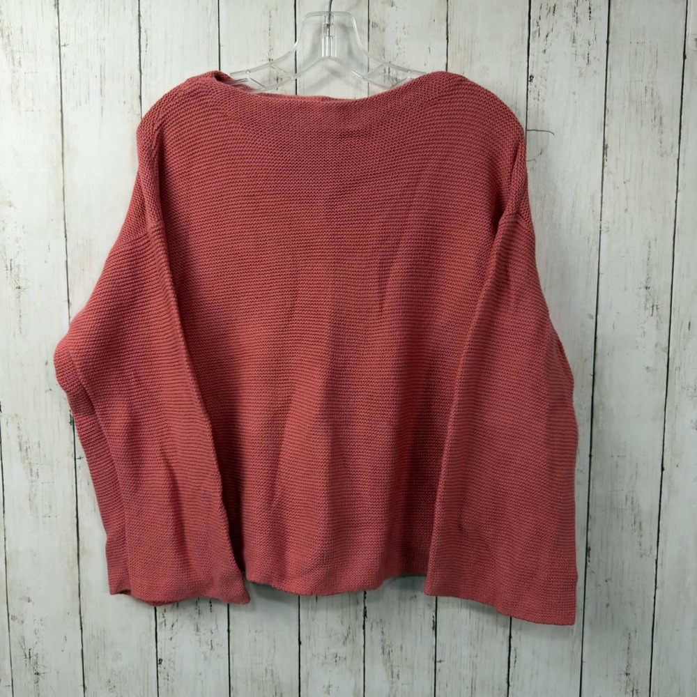 MUJI Women's‎ Dusty Pink Cotton Garter Stitch Boat Neck Boxy Sweater Size L